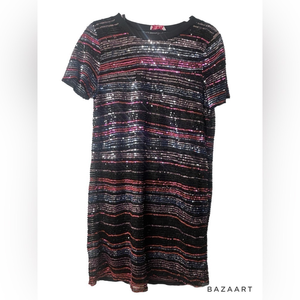 Parker NY Designer dress multicolor sequin hand-made in India. Size S WW